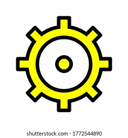 icono relleno amarillo del engranaje de ajuste