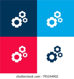Setting Gears four color material and minimal icon logo set in red and blue