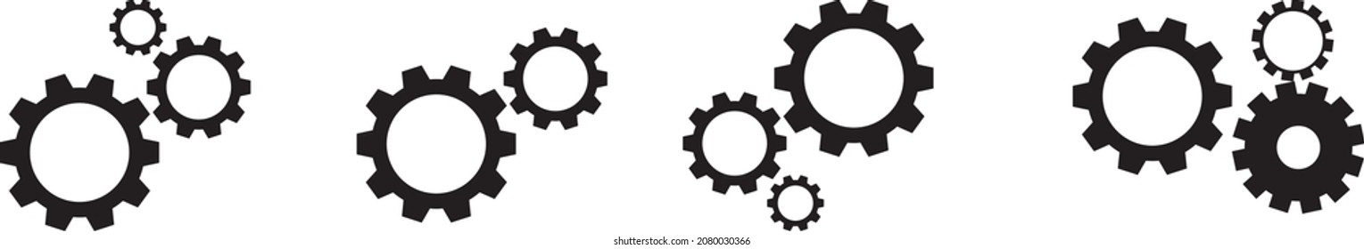 Icono de ajuste de marchas. Grupo CogWheel. Colección de diseño de engranajes sobre fondo blanco, vector de stock.
