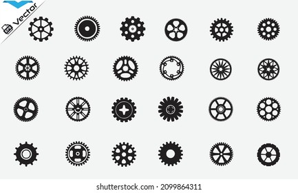 Setting gears icon. Cogwheel group. Collection of gear wheels isolated on white background