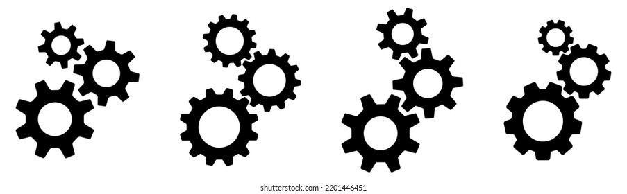 Setting gears icon. Cogwheel group. Gear design collection on white background