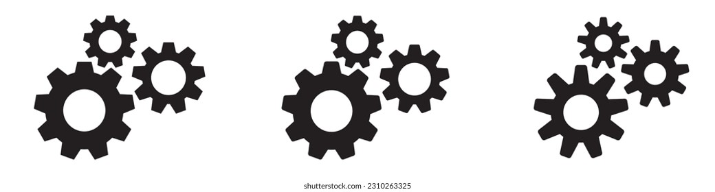 Setting gears icon. Cogwheel group. Gear design collection on white background - stock vector.EPS 10