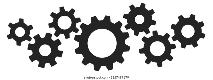 Setting gears icon. Cogwheel group. Gear design collection on white background - stock vector.