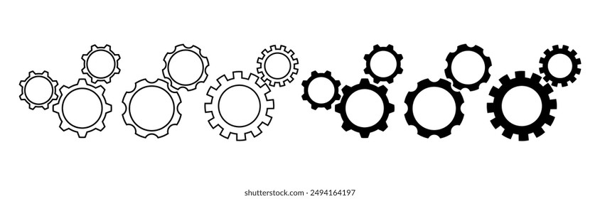 Setting gears icon. Cogwheel group. Gear design collection on white background