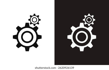 Setting gears icon. Cogwheel group. Gear design collection on white and black background - stock vector.
