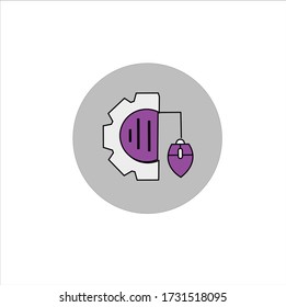 Icono de ajuste de marchas. Versión colorida de línea, glifo y contorno relleno, contorno del engranaje de reloj y signo vectorial relleno. Símbolo, ilustración del logotipo. Conjunto de iconos de estilo diferente. Vector perfecto de píxeles