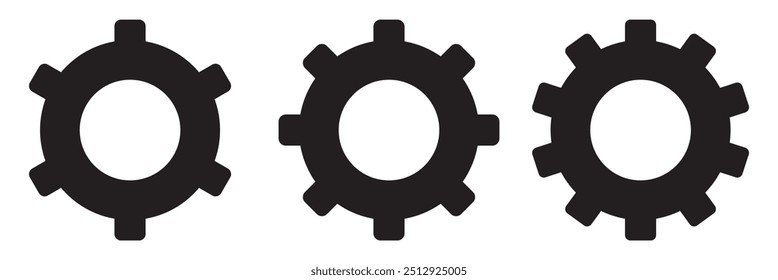 Ícone de configuração de engrenagens. Linha, glifo e versão colorida de contorno preenchido, contorno de engrenagem de relógio e sinal de vetor preenchido. Símbolo, ilustração de logotipo. Definição de ícones de estilo diferente. Gráficos de vetor perfeitos com pixel