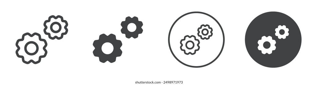 Setting gears icon Thin line vector illustration set