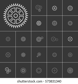 Setting or gears icons set. White illustration isolated on gray background for graphic and web design.