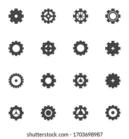 Setting Gears Vector Icons Set, Modern Solid Symbol Collection, Cogwheels Filled Style Pictogram Pack. Signs, Logo Illustration. Set Includes Icons As Cog, Clock Mechanism, Configuration