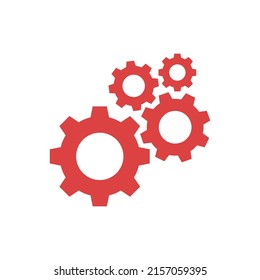 Icono de rojo vectorial de los engranajes