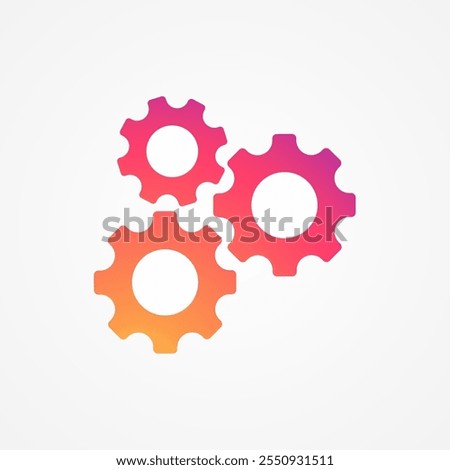 Setting gears, web icon gradient color. Development, performance button template. Social media concept. Vector illustration