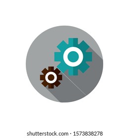 setting gears work business strategy icon block shadow vector illustration