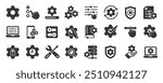 Setting glyph solid icons collection. Containing setup, configuration, update, maintenance. Minimal icon and symbol series vector illustration