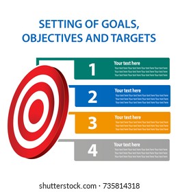 Setting Of Goals, Objectives And Targets, Vector Illustration Of Infographic