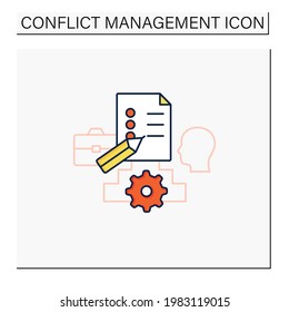 Setting Group Rules Color Icon. Communication Reglament.Dispute Resolution Rules. Non Toxic Workplace. Conflict Management Concept. Isolated Vector Illustration