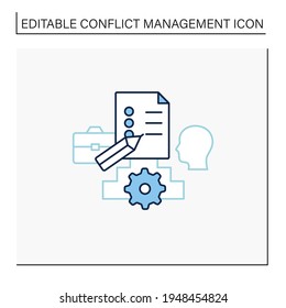 Setting Group Rules Line Icon. Communication Reglament.Dispute Resolution Rules. Non Toxic Workplace. Conflict Management Concept. Isolated Vector Illustration. Editable Stroke