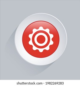 Setting icon. 3d vector red and white button. business icon for websites and apps.
