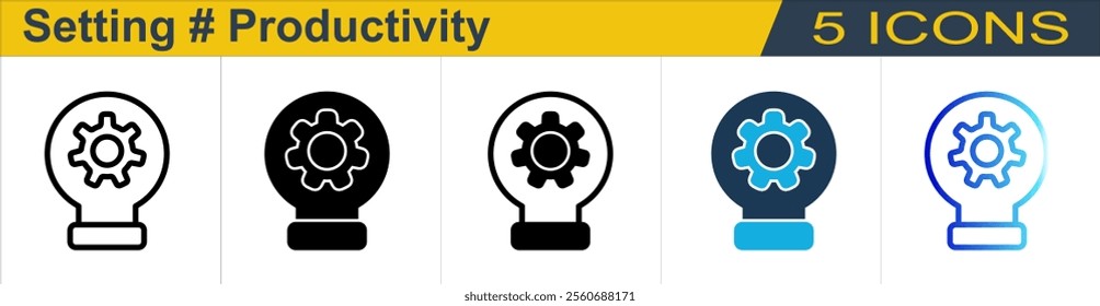 Setting icon with 5 styles (Outline, Solid, Mixed, Duo Tone and Line Gradient)