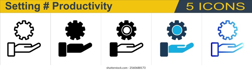 Setting icon with 5 styles (Outline, Solid, Mixed, Duo Tone and Line Gradient)