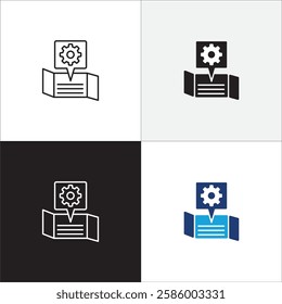 Setting icon. Artificial intelligent icons. Computing symbol. Symbol of program, electronic device, software, strategy. Vector stock illustration in thin line and solid design.