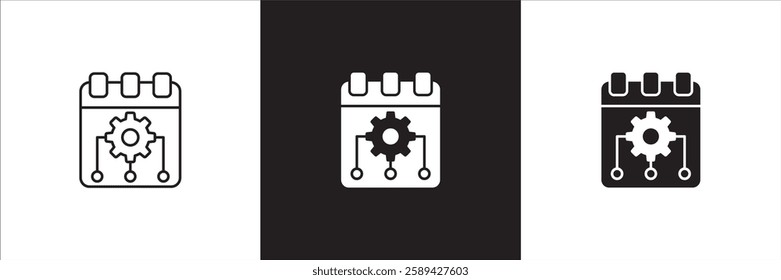 Setting icon. Artificial intelligent icons. Computing symbol. Symbol of program, electronic device, software, strategy. Vector stock illustration in thin line and solid design.