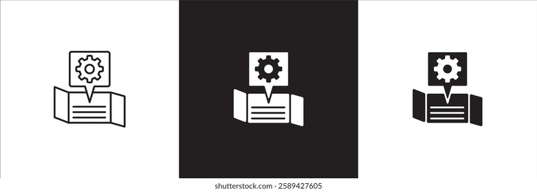 Setting icon. Artificial intelligent icons. Computing symbol. Symbol of program, electronic device, software, strategy. Vector stock illustration in thin line and solid design.