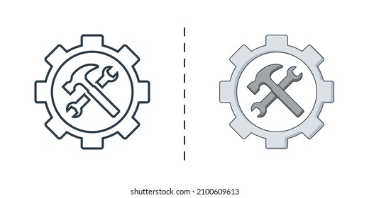 Setting icon, black and color, vector icon designed in filled, outline, line and stroke style can be used for web, mobile...