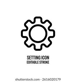 Setting Icon Black with White Background Flat Design Vector Illustration