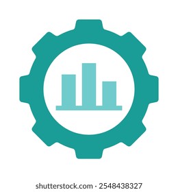 Symbol einstellen, Diagramm- und Zahnradsymbole, minimalistische Vektorgrafik und transparentes Grafikelement. Einzeln auf weißem Hintergrund