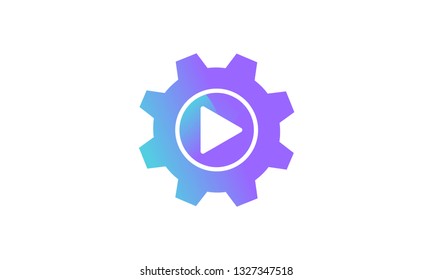 setting icon concept, setting icon with video icon. modern gradient style vector icon