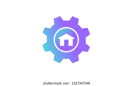 setting icon concept,setting icon with home icon. modern gradient style vector icon