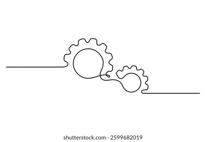 Setting icon continuous one line drawing vector illustration.