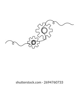 Setting icon  continuous one line drawing  outline vector illustration Single line gear icon. Vector illustration 
