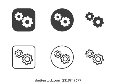 Setting icon design 6 variations. Isolated on white background.