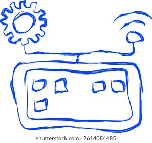 setting icon in doodle style. blue line doodle icon