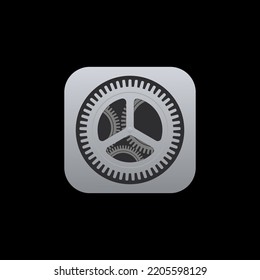 Establecer un icono modificable en el fondo negro. Icono de engranajes.