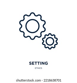 setting icon from ethics collection. Thin linear setting, business, technology outline icon isolated on white background. Line vector setting sign, symbol for web and mobile