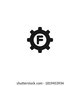 Setting icon f letter vector, Tools, Cog, Gear Sign Isolated on white background. Help options account concept. Trendy Flat style for graphic design, logo, Web site, social media, UI, mobile app
