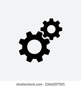 Setting icon. Setting gear isolated on white background. 2 gear vector illustration. Sign. Symbol. Button. Element. Silhouette. Logo. web