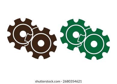 Symbol wird eingestellt. Einstellgerät einzeln auf weißem Hintergrund. Vektorgrafik mit zwei Zahnrädern. Zahnradsymbol-Vektorsymbol Flaches Design. Engineering Zahnrad Illustration Logo Design.