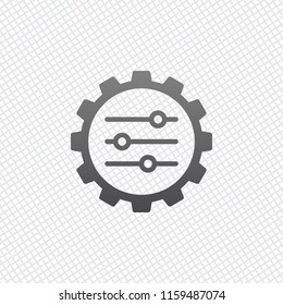 setting icon in gear. On grid background