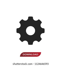 Setting icon. Gear symbol. Cog sign, flat vector element isolated on white background. Simple vector illustration for graphic and web design.