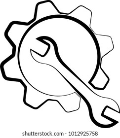 Setting Icon, Gear And Wrench, User Preference Setting Vector Art Illustration