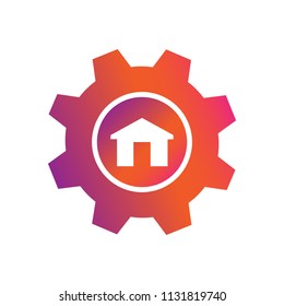 setting icon with home symbol vector icon