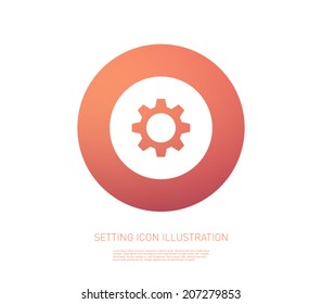 Setting icon illustration with blurred background, hipster style. Websites, applications. Clean and modern