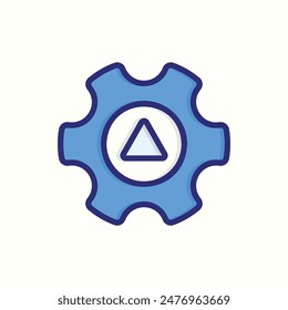 setting icon, isolated blue ui icon