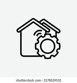  icono de configuración, icono aislado del esquema del smarthome en fondo gris claro, perfecto para sitio web, blog, logotipo, diseño gráfico, medios sociales, interfaz de usuario, aplicación móvil