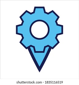 Einstellsymbol. Einstellung mit Ortszeichen. Konzept der Standorteinstellung . Vektorgrafik, Vektorsymbol-Konzept.