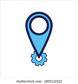 setting icon. setting with location symbol. Concept of location setting . Vector illustration, vector icon concept.